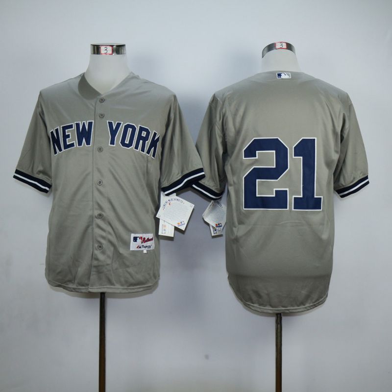 Men New York Yankees #21 No name Grey MLB Jerseys->new york yankees->MLB Jersey